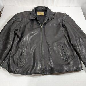 Boston Harbour Leather Bomber Jacket Mens XL Black **